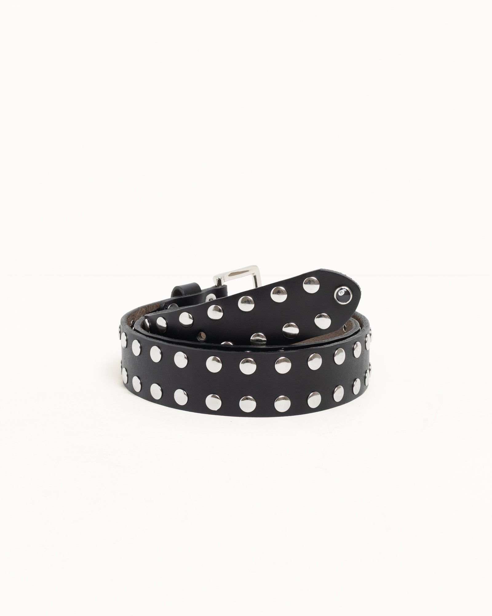 135184_BLAC_2.jpg Stüssy 8 Ball Studded Leather Belt Black