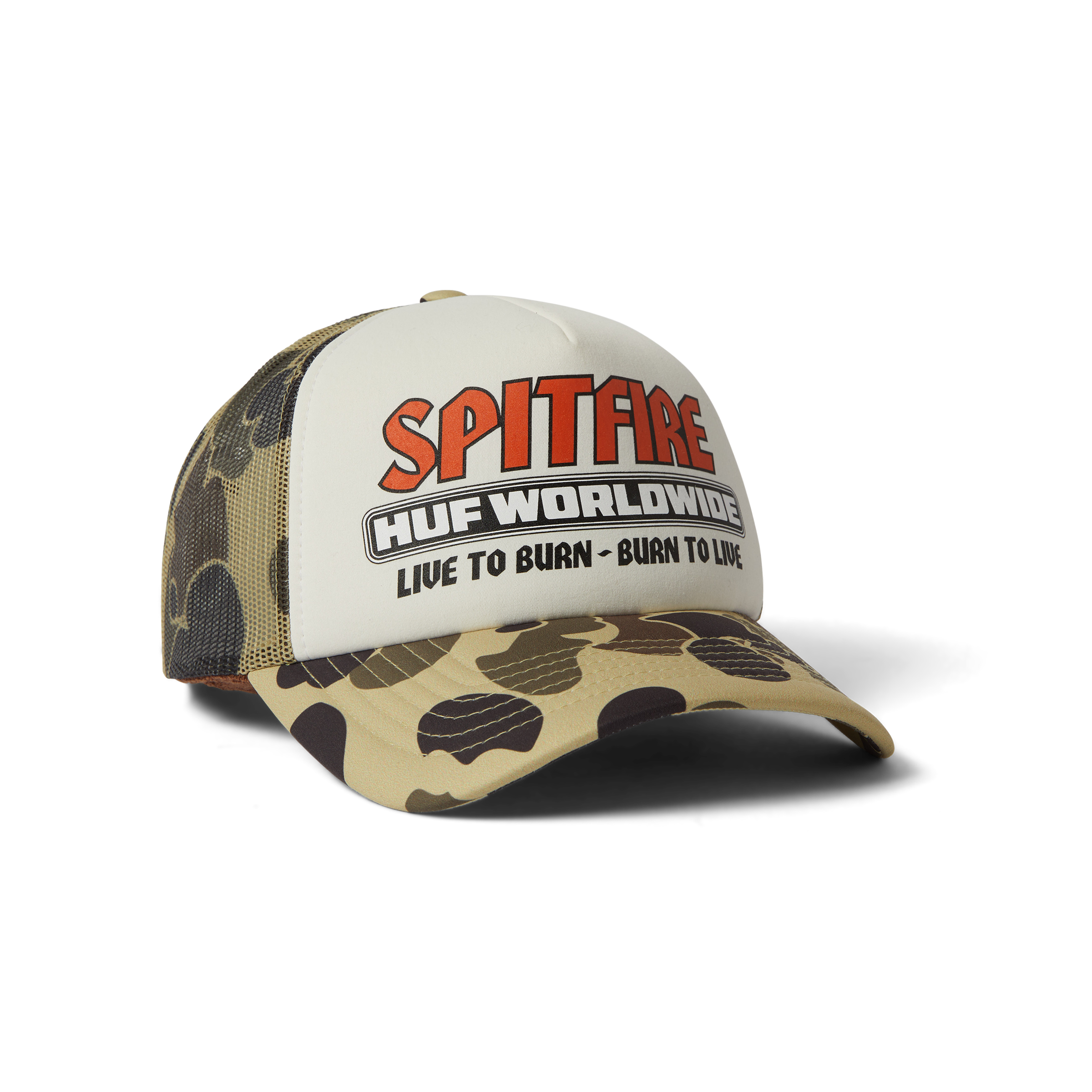 BURN-FOREVER-TRUCKER_CAMO_HT01004_CAMO_01.png HUF x Spitfire Forever Trucker Hat Camo
