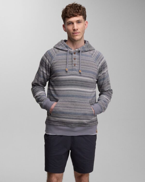 tentree Woodrow Organic Cotton Hoodie Meteorite Black Stripe