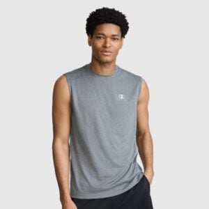 Champion Sport Muscle Tank Reflective C Logo Granite Heather