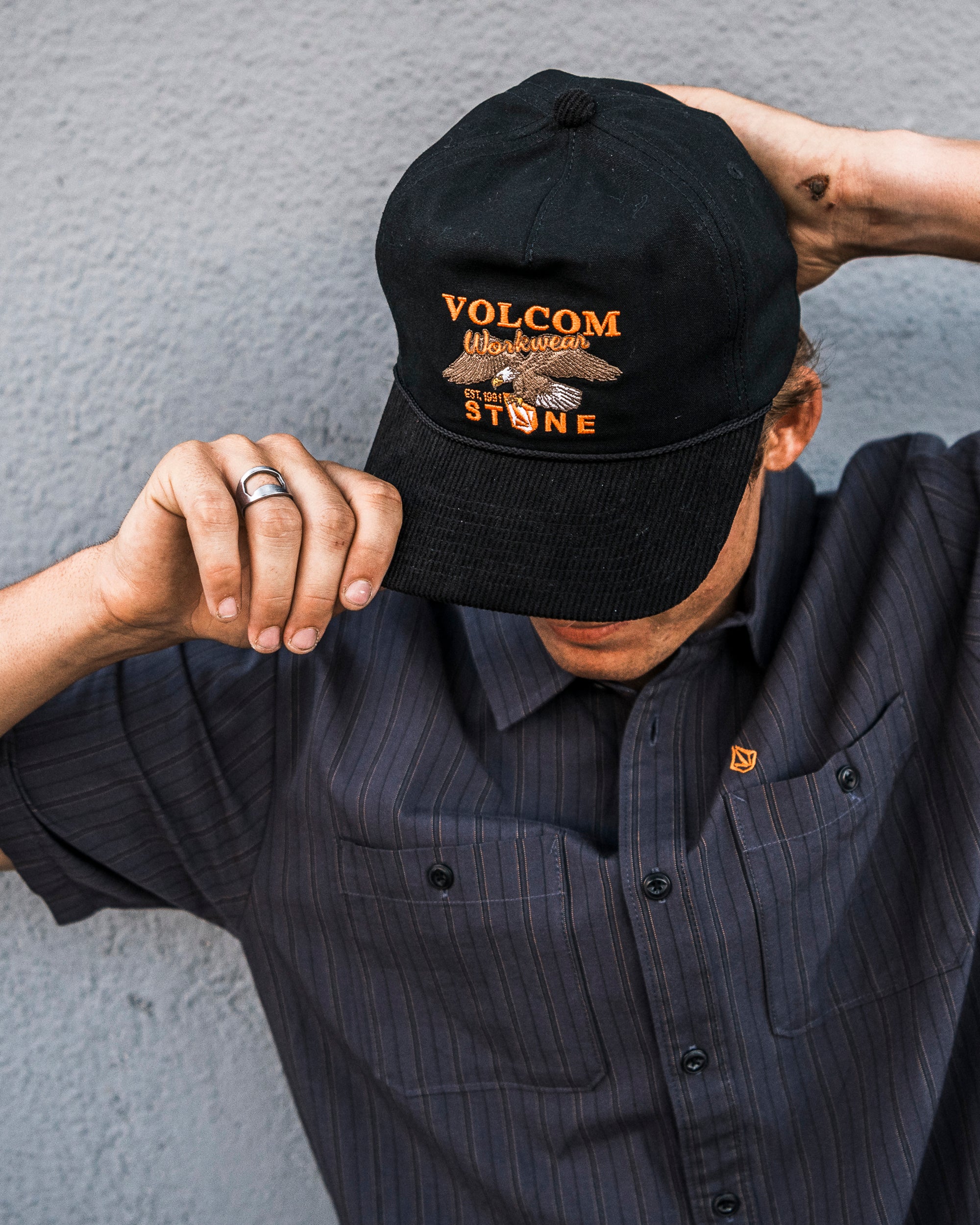 D5532605_BLK_L_1.jpg Volcom Stone Talon Workwear 5-Panel Hat Black